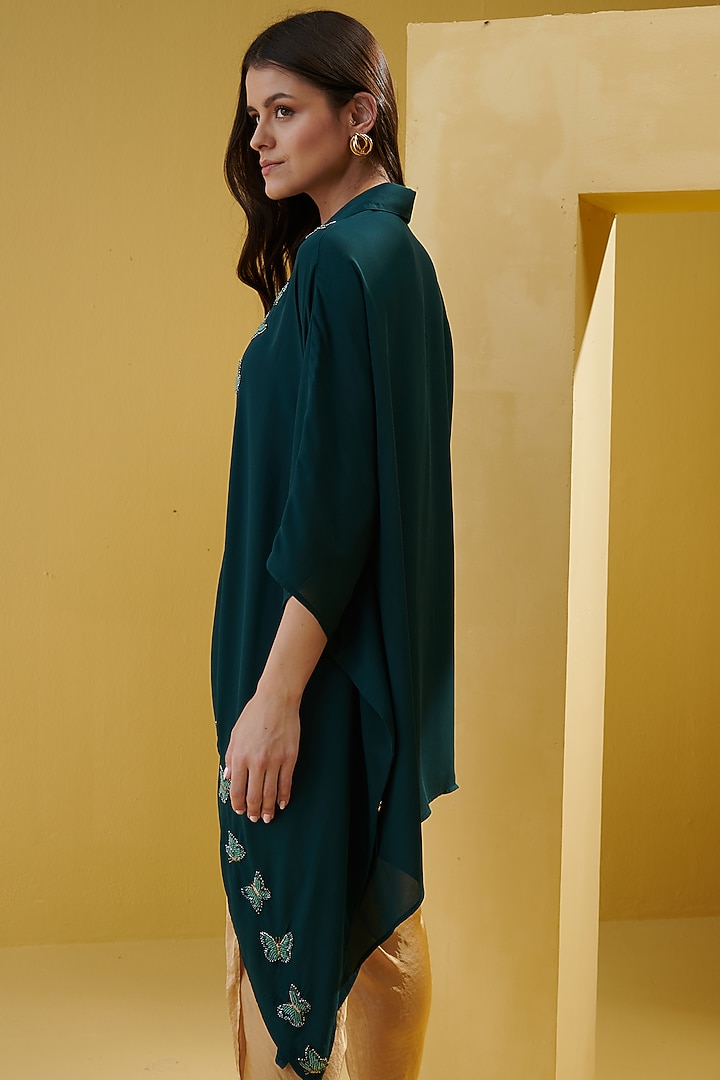 Emerald Green Beaded Tunic by Chique Clothing at Pernia's Pop Up Shop