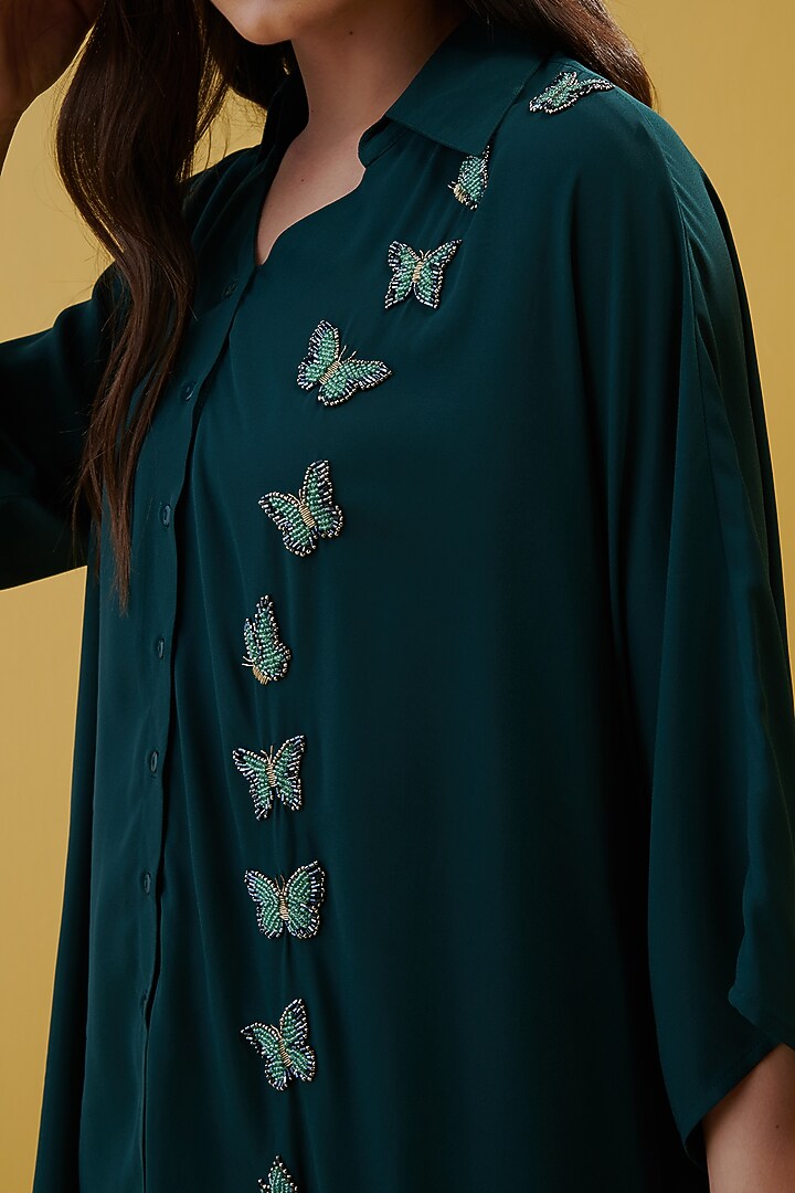 Emerald Green Beaded Tunic by Chique Clothing at Pernia's Pop Up Shop
