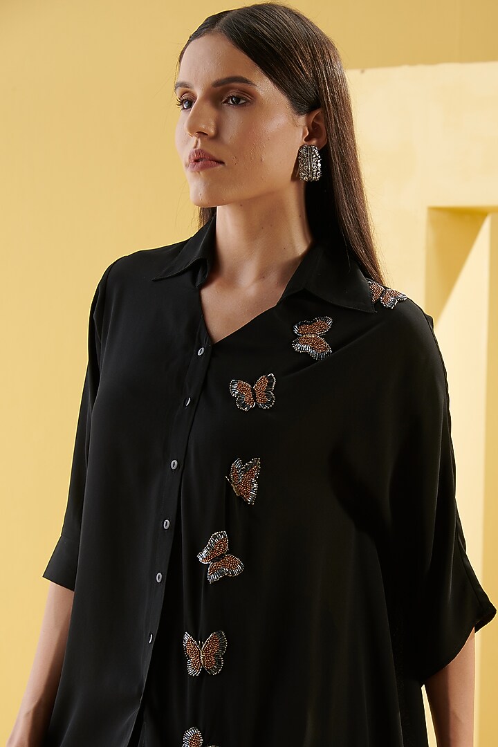 Black Beads Embroidered Tunic by Chique Clothing at Pernia's Pop Up Shop