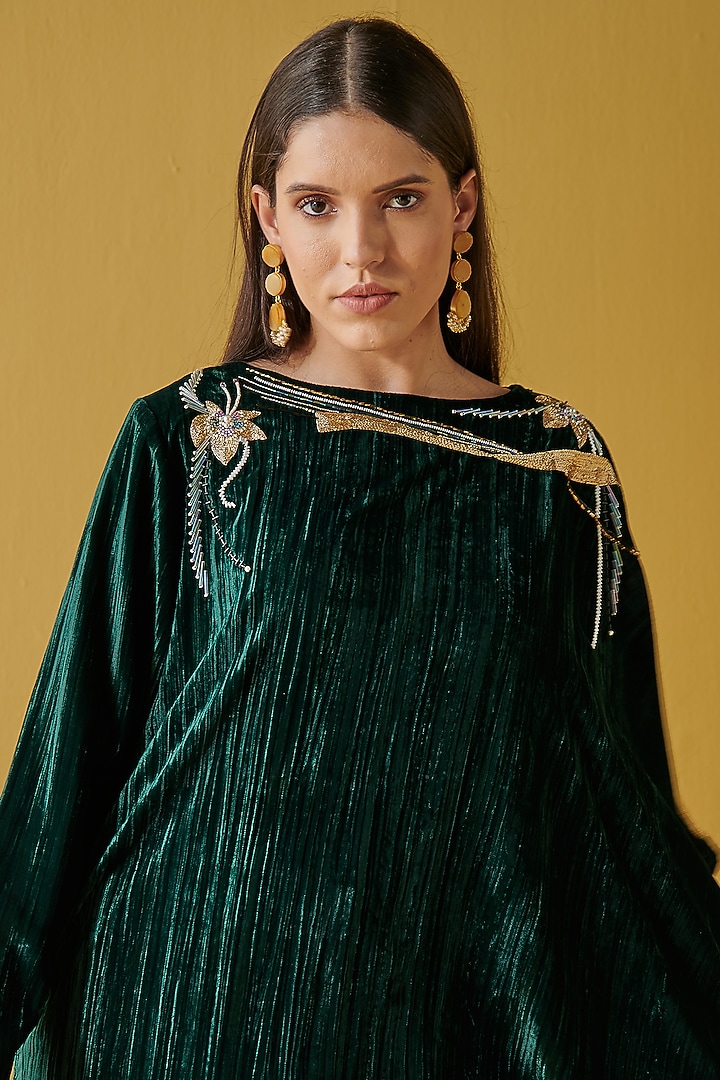 Emerald Green Velvet Top by Chique Clothing at Pernia's Pop Up Shop