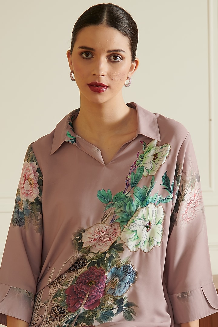 Dusty Purple Printed Tunic by Chique Clothing at Pernia's Pop Up Shop