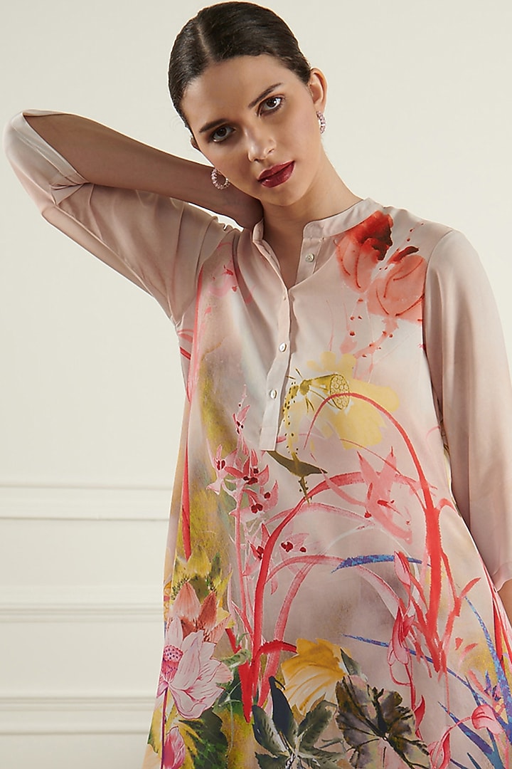 Blush Pink Printed Tunic by Chique Clothing at Pernia's Pop Up Shop