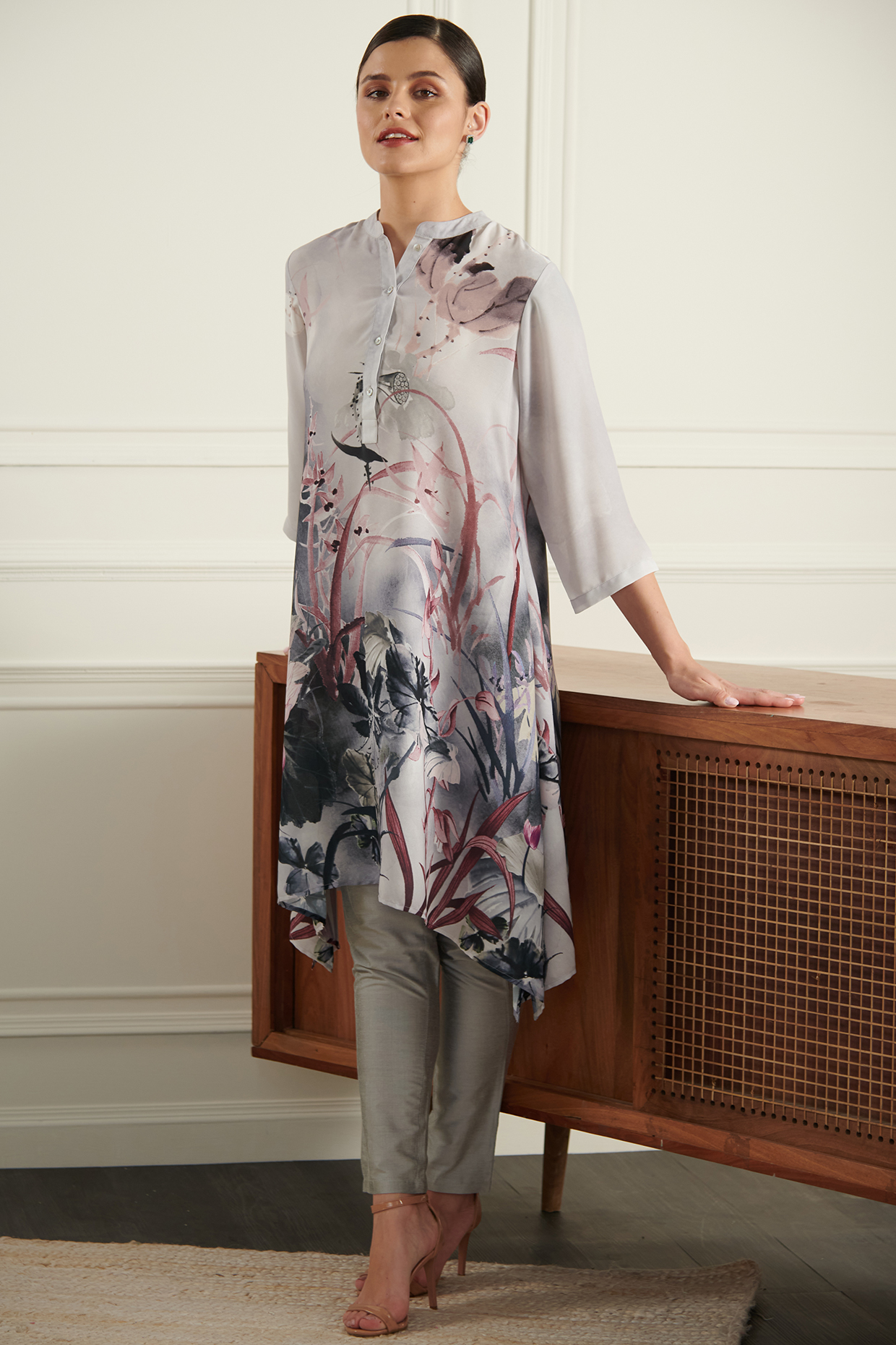 Grey Printed Tunic by Chique Clothing at Pernia's Pop Up Shop