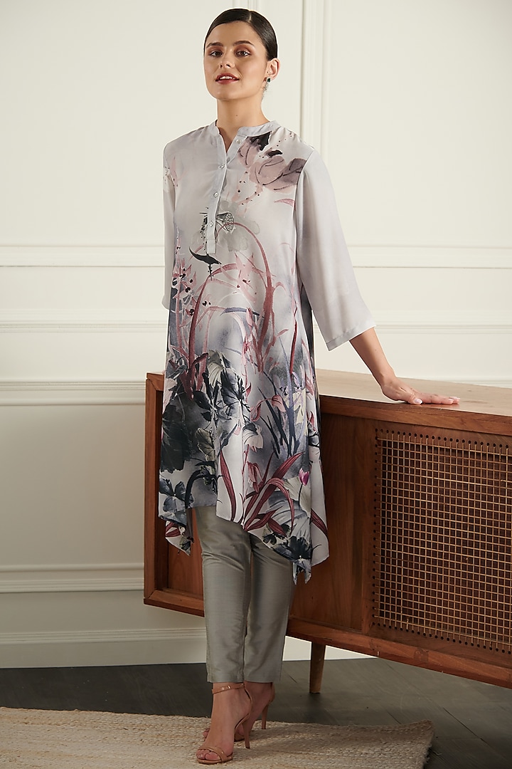 Grey Printed Tunic by Chique Clothing