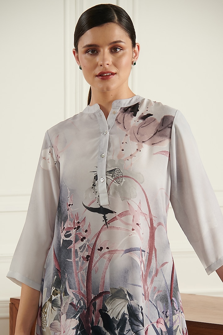 Grey Printed Tunic by Chique Clothing at Pernia's Pop Up Shop