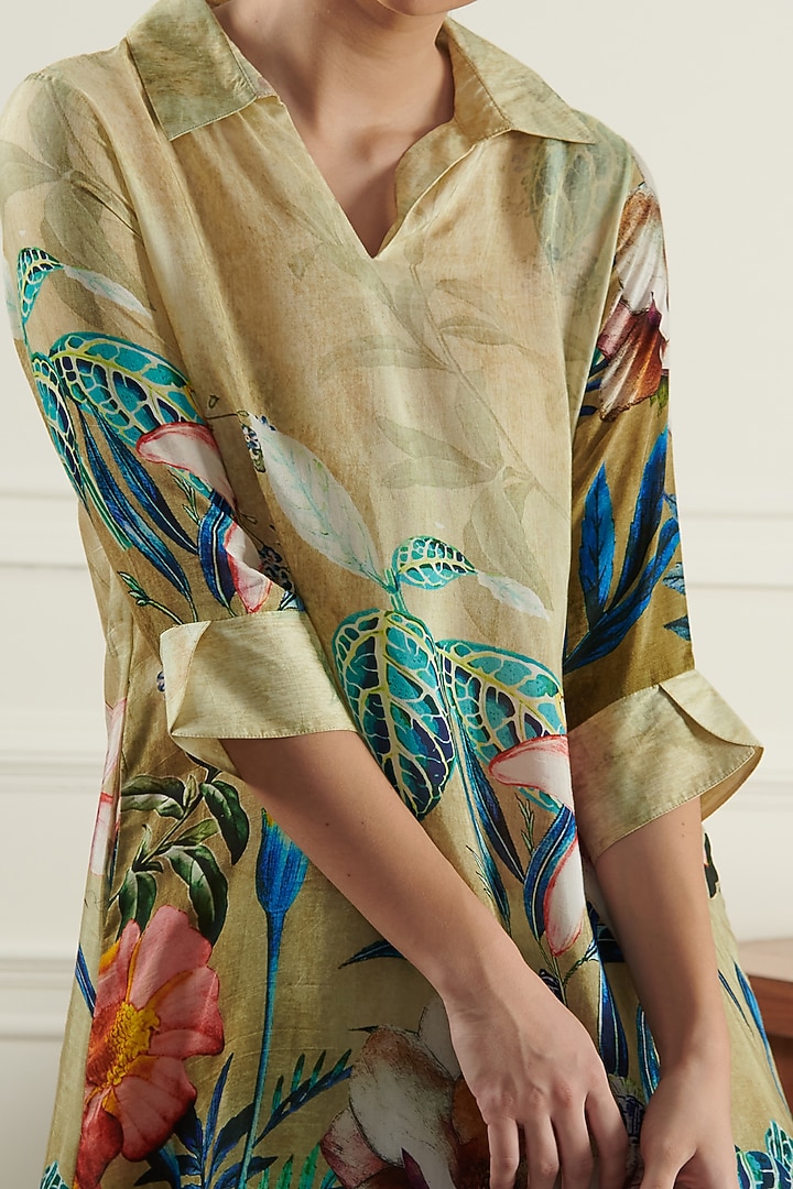 Moss Green Printed Tunic by Chique Clothing at Pernia's Pop Up Shop