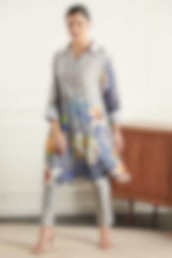 Grey Cotton Silk Printed Tunic by Chique Clothing at Pernia's Pop Up Shop