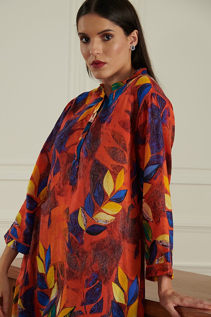 Red Leaf Printed Kaftan by Chique Clothing at Pernia's Pop Up Shop