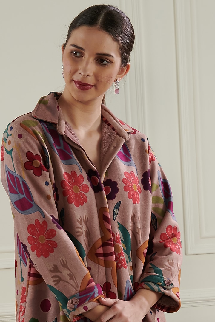 Blush Pink Printed Jacket by Chique Clothing at Pernia's Pop Up Shop
