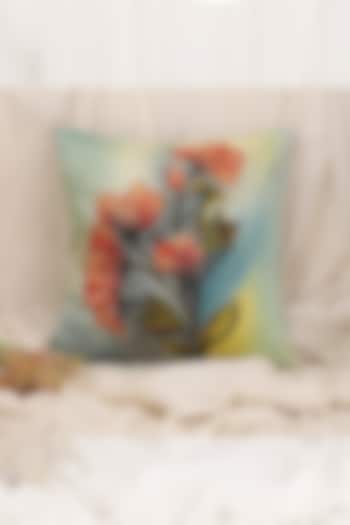 Multi-Colored Floral Hand Painted Cushion Cover by Design Gaatha at Pernia's Pop Up Shop