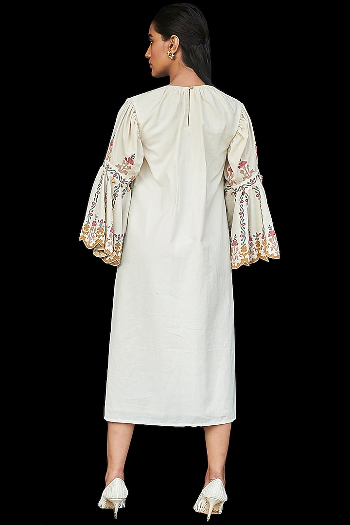 Ivory Embroidered Vacation Dress by Chandrima at Pernia's Pop Up Shop