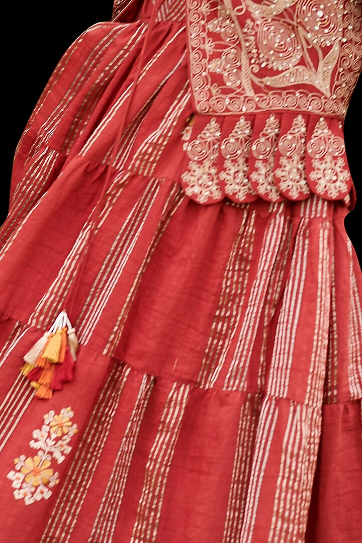 Red Embroidered Maxi Cocktail Dress by Chandrima at Pernia's Pop Up Shop