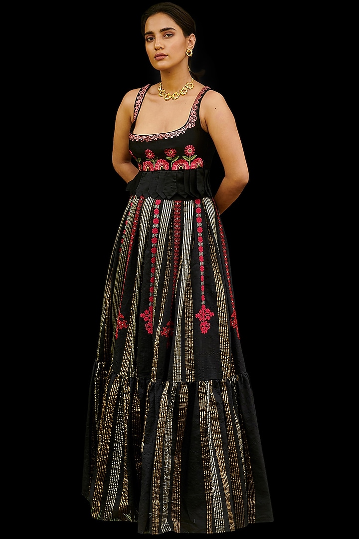 Black Embroidered Lehenga by Chandrima