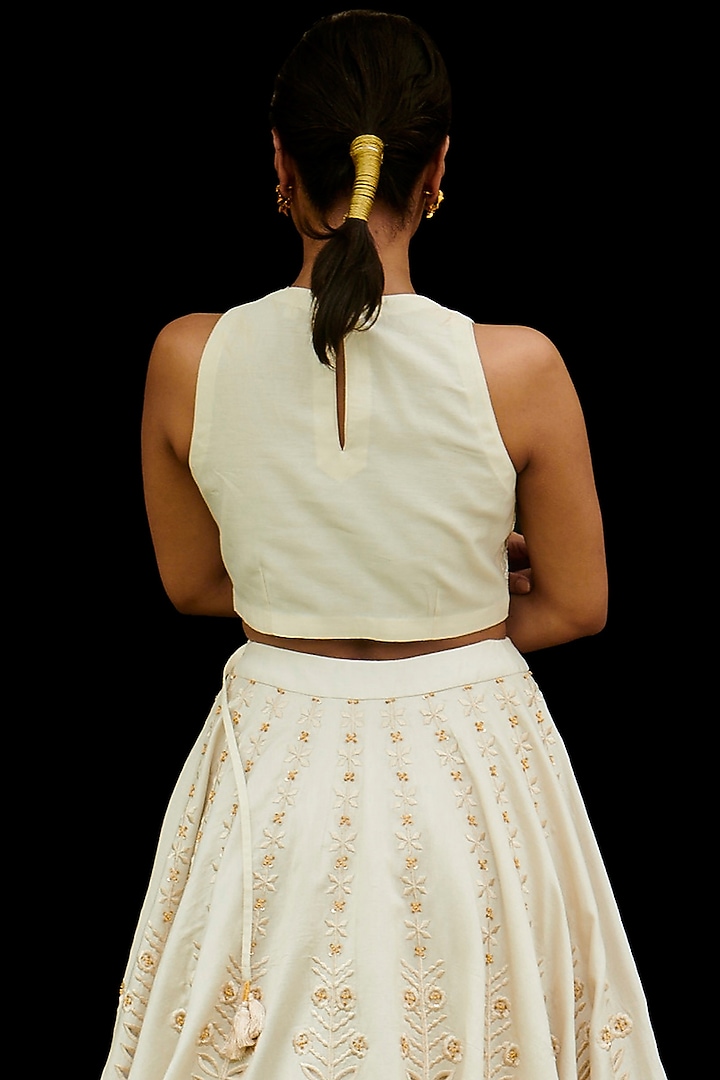 Ivory Embroidered Blouse by Chandrima at Pernia's Pop Up Shop