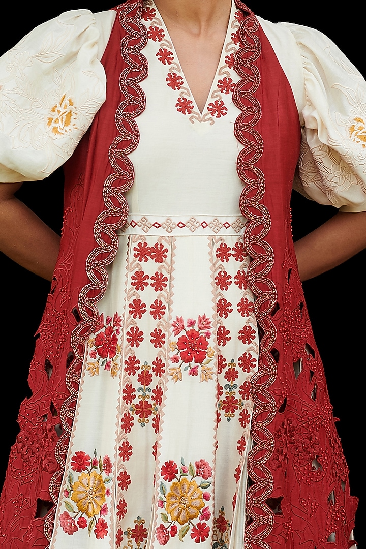Red Embellished Jacket by Chandrima at Pernia's Pop Up Shop