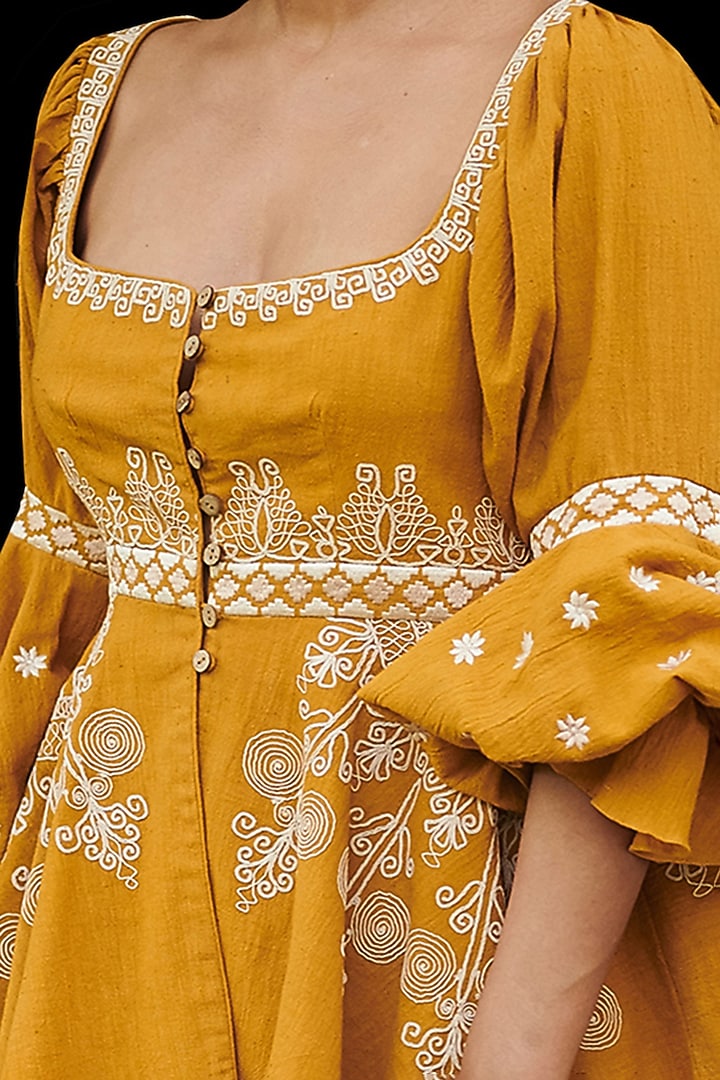 Mustard Embroidered Top by Chandrima at Pernia's Pop Up Shop