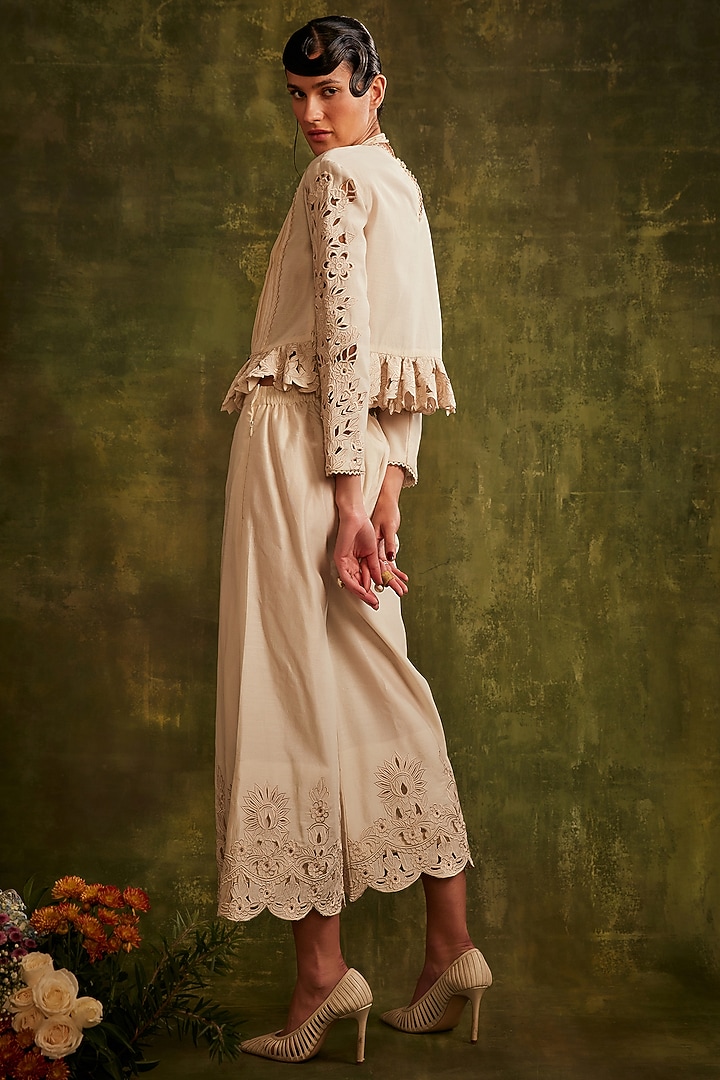 Ivory Chanderi Peplum Top by Chandrima at Pernia's Pop Up Shop
