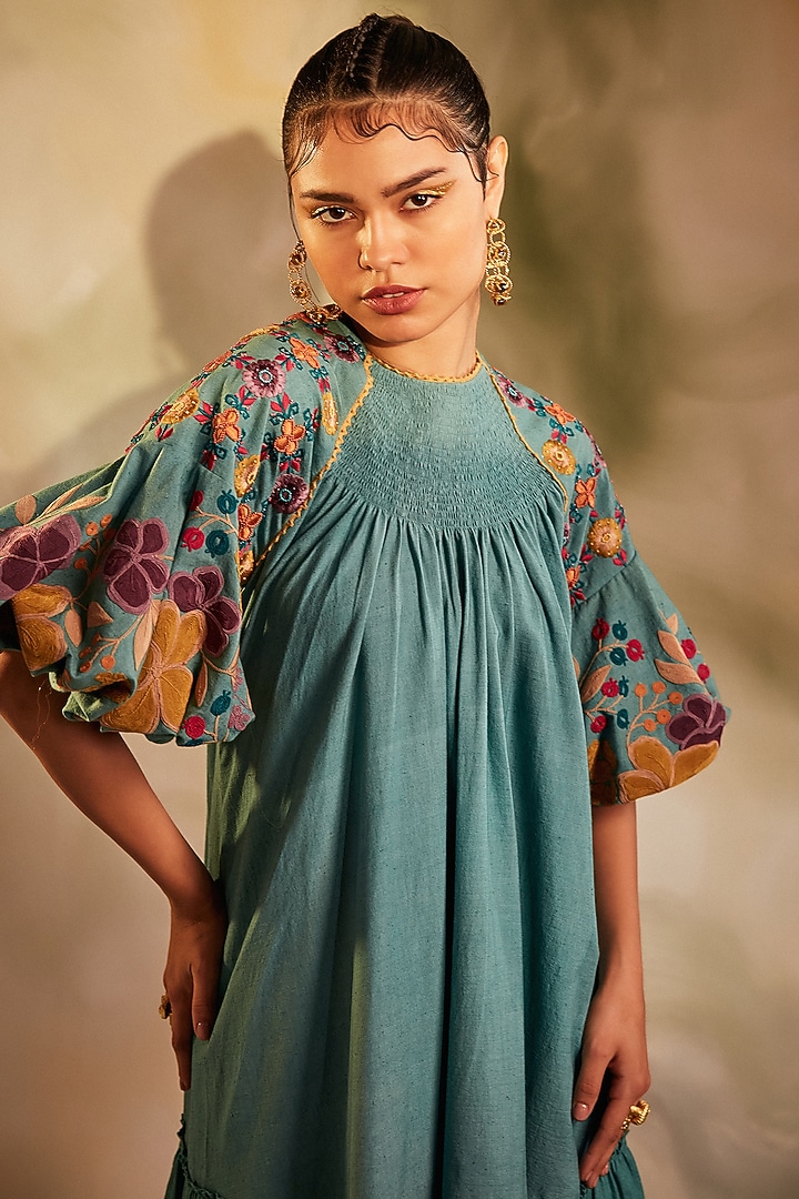 Aqua Kala Cotton Smocked Vacation Dress by Chandrima at Pernia's Pop Up Shop