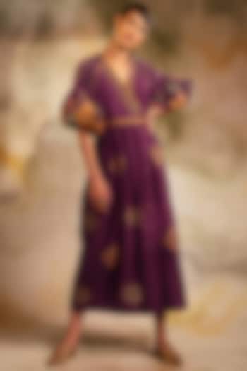 Plum Kala Cotton Midi Dress by Chandrima