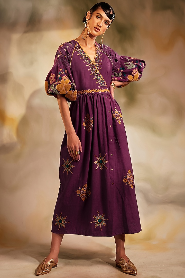 Plum Kala Cotton Midi Dress by Chandrima at Pernia's Pop Up Shop