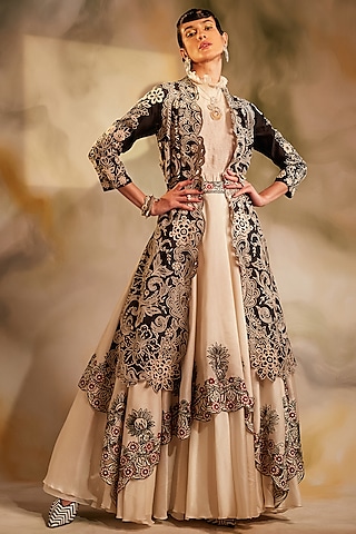 Black & White Embroidered Jacket by Chandrima