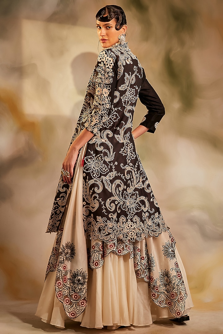 Black & White Embroidered Jacket by Chandrima at Pernia's Pop Up Shop