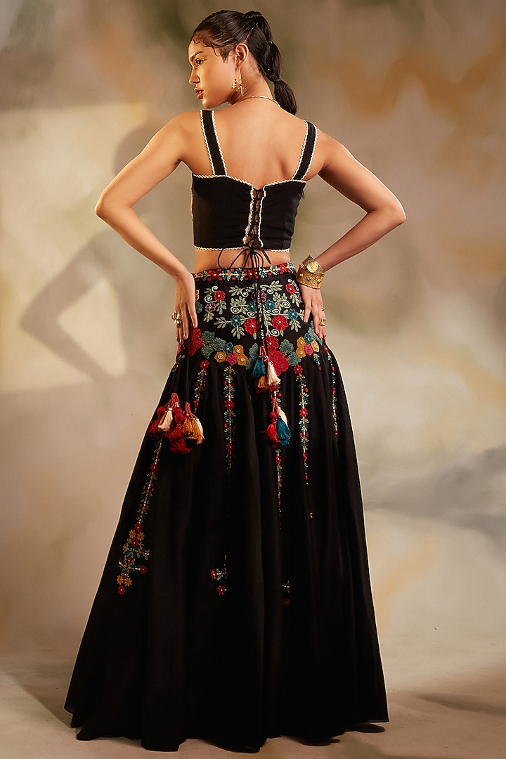 Black Kala Cotton Embroidered Bustier by Chandrima at Pernia's Pop Up Shop