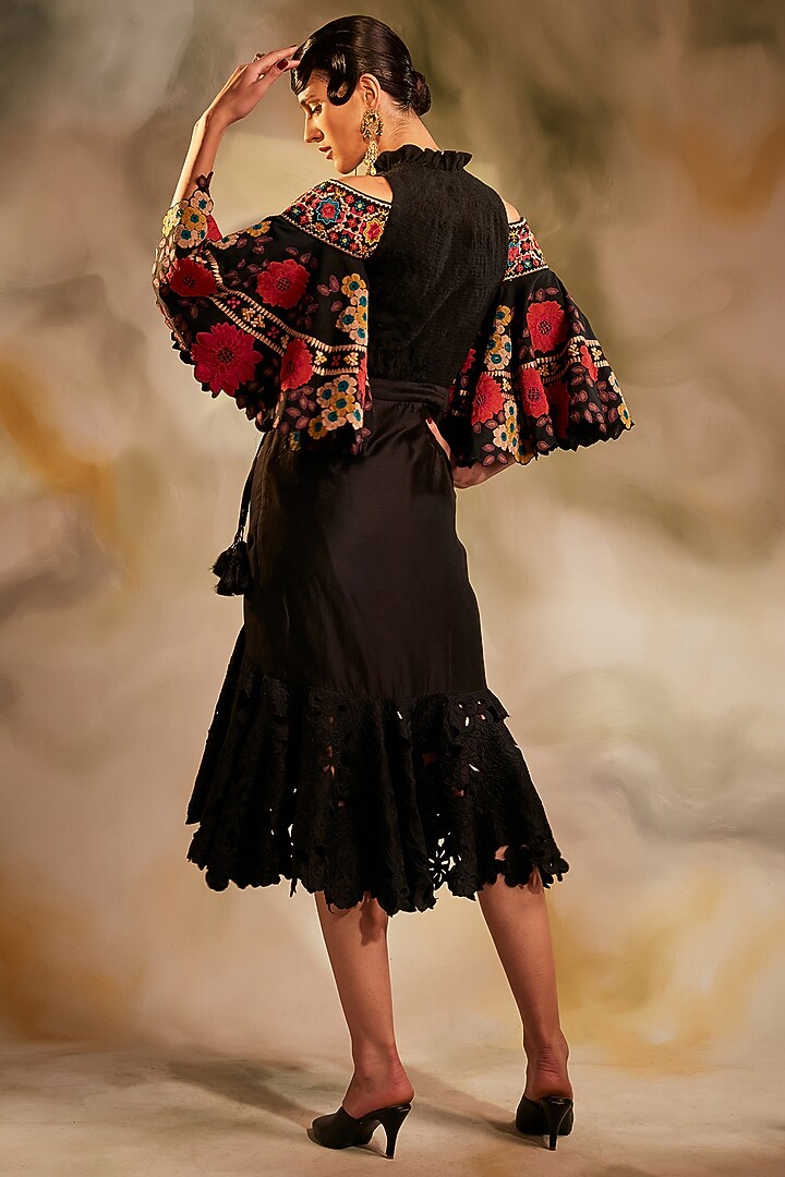 Black Kala Cotton Cold Shoulder Top by Chandrima at Pernia's Pop Up Shop