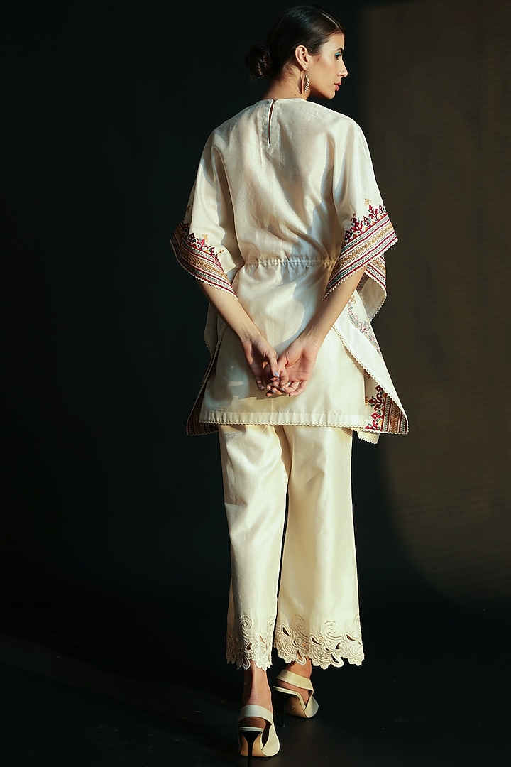 Ivory Embroidered Kaftan by Chandrima at Pernia's Pop Up Shop