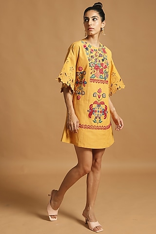 Yellow Embroidered Dress by chandrima