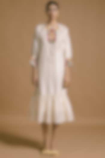 White Embroidered Kimono Vacation Dress by Chandrima at Pernia's Pop Up Shop