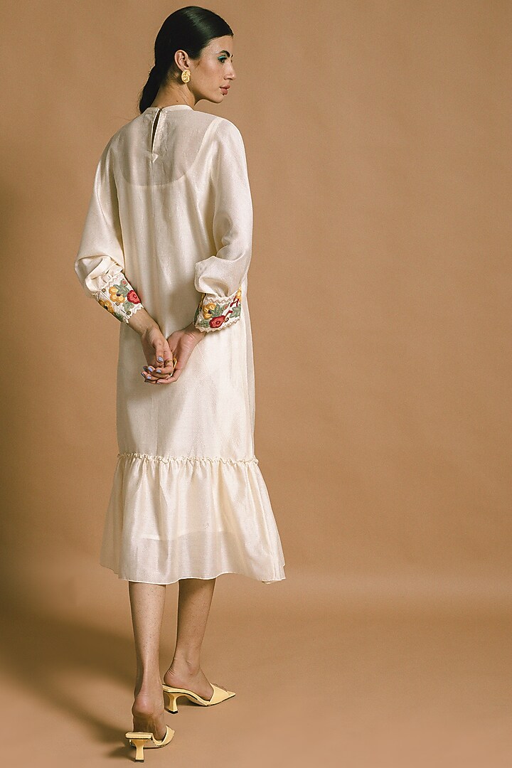 White Embroidered Kimono Vacation Dress by Chandrima at Pernia's Pop Up Shop