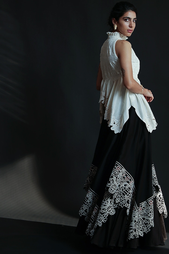 Black Cutowrk Embroidered Wedding Lehenga by Chandrima at Pernia's Pop Up Shop