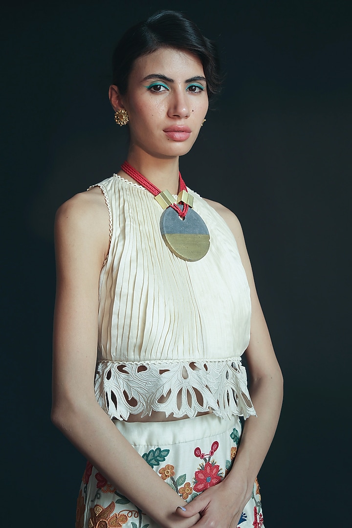 Ivory Cutwork Embroidered Top by Chandrima at Pernia's Pop Up Shop