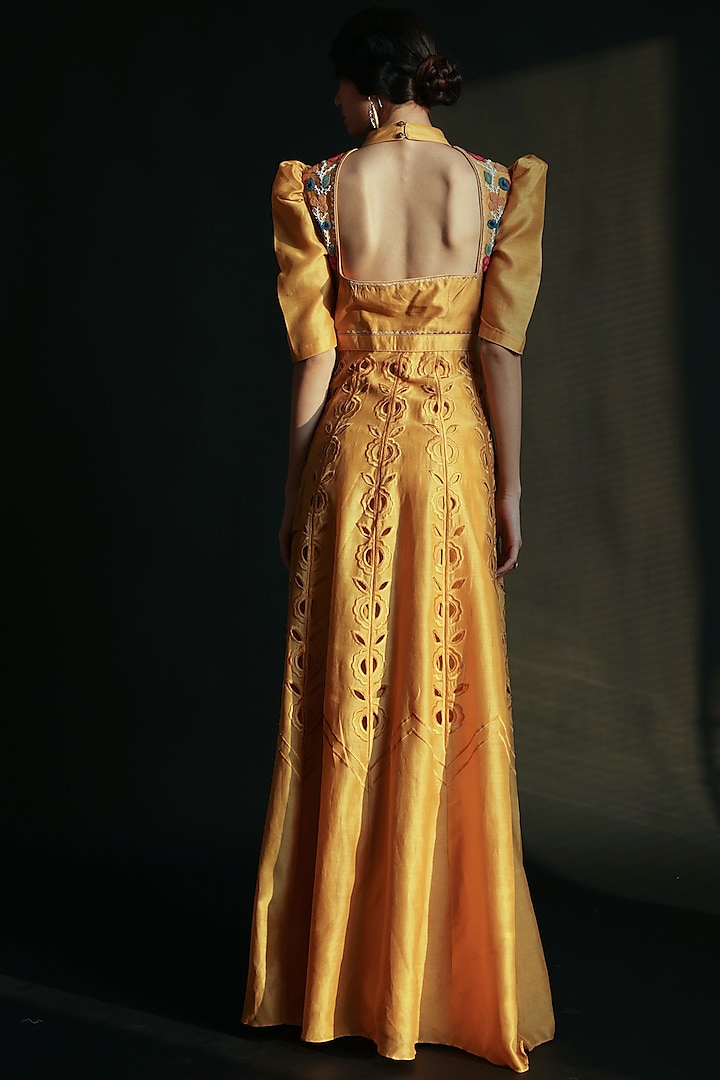 Pernia's Pop Up Shop - Chandrima Women Yellow Cutwork Embroidered Dress Pernia's Pop Up Shop - Chandrima Women Yellow Cutwork Embroidered Dress