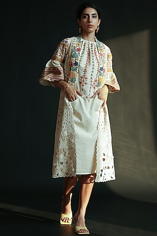 Ivory Embroidered Jacket by Chandrima
