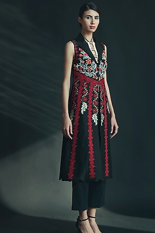 Black Beads Embroidered Jacket by Chandrima