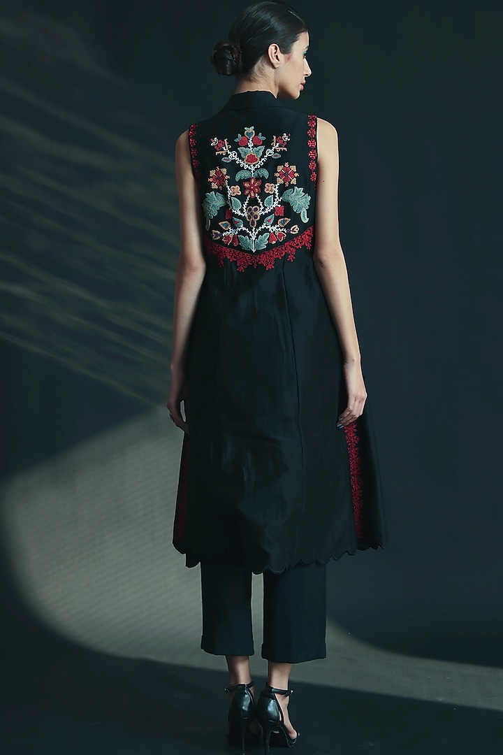 Black Beads Embroidered Jacket by Chandrima at Pernia's Pop Up Shop