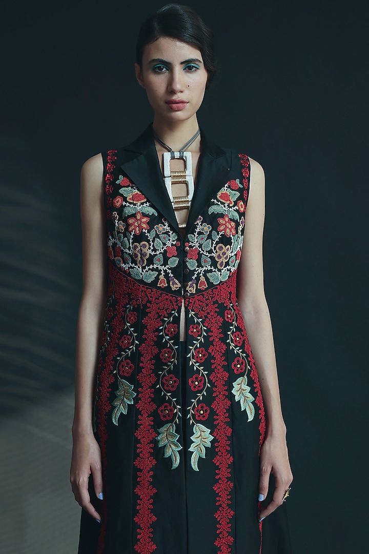 Black Beads Embroidered Jacket by Chandrima at Pernia's Pop Up Shop