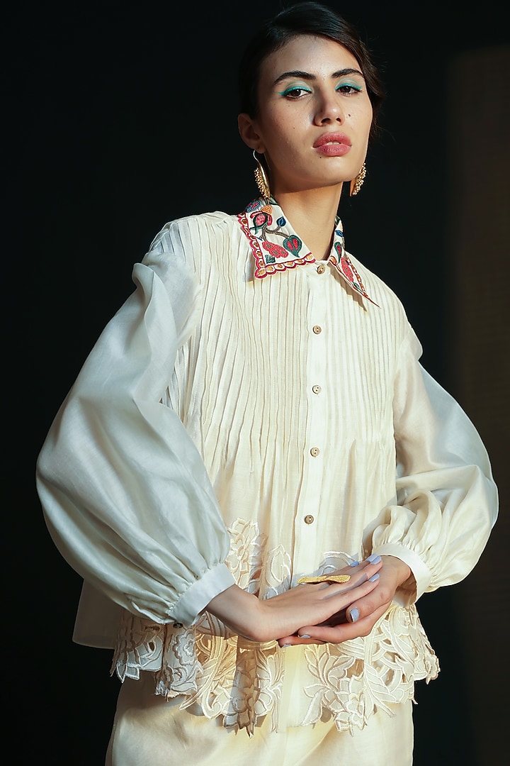 Ivory Beads Embroidered Top by Chandrima at Pernia's Pop Up Shop