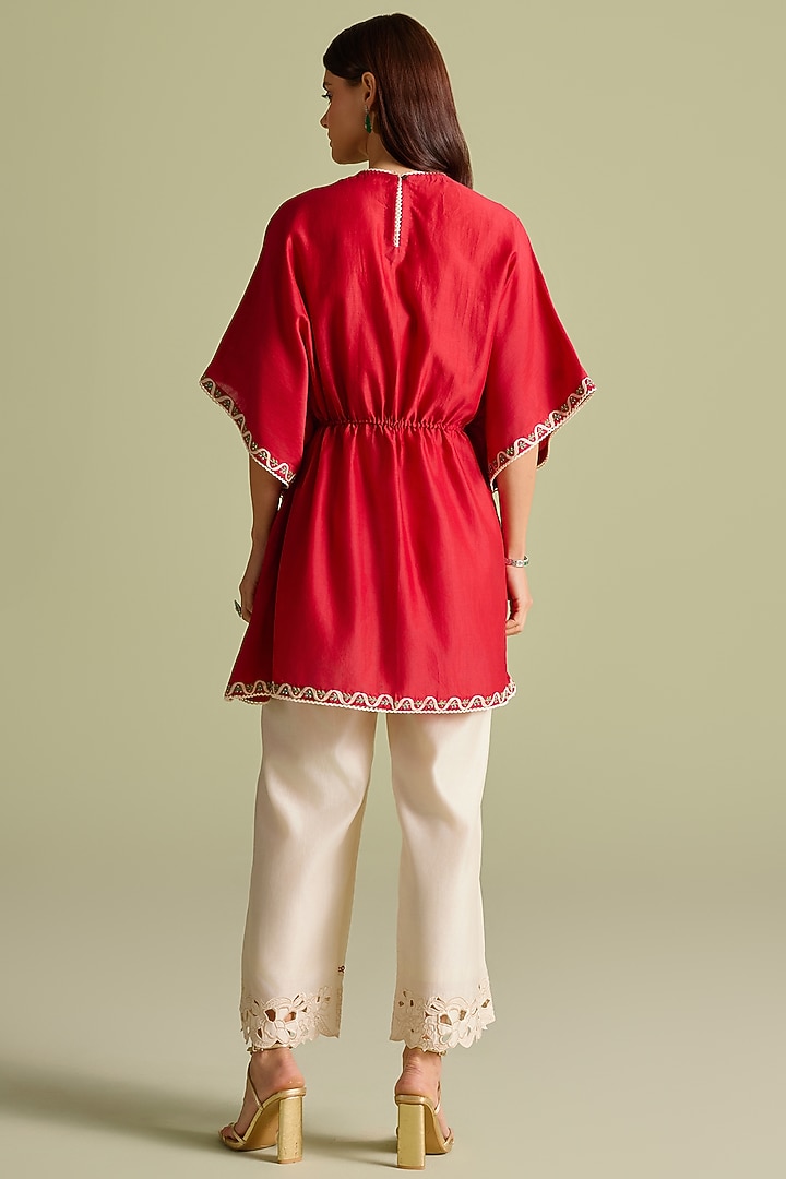 Ivory Chanderi Thread & Cutwork Pants by Chandrima at Pernia's Pop Up Shop