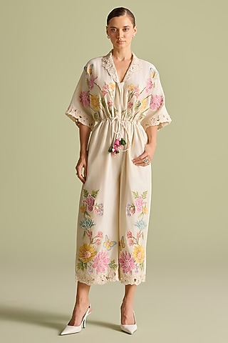 Peacock blue Silk chanderi Jumpsuit