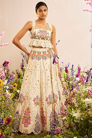 Ivory Chanderi Bustier by Chandrima