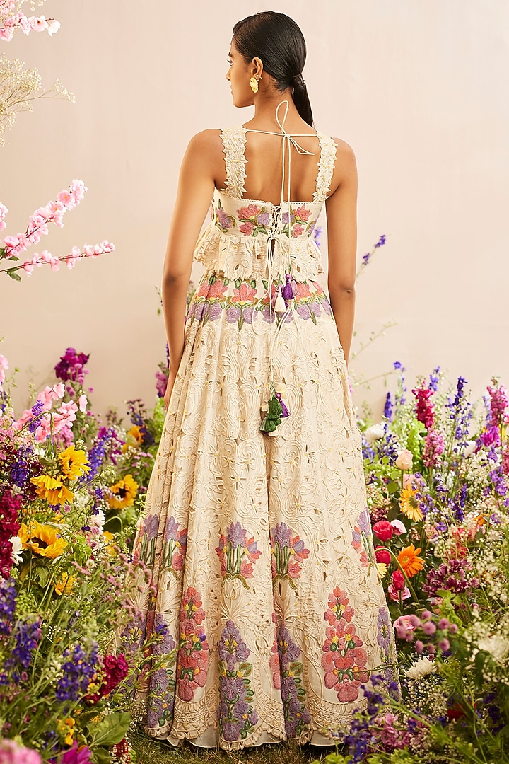 Ivory Chanderi Bustier by Chandrima at Pernia's Pop Up Shop