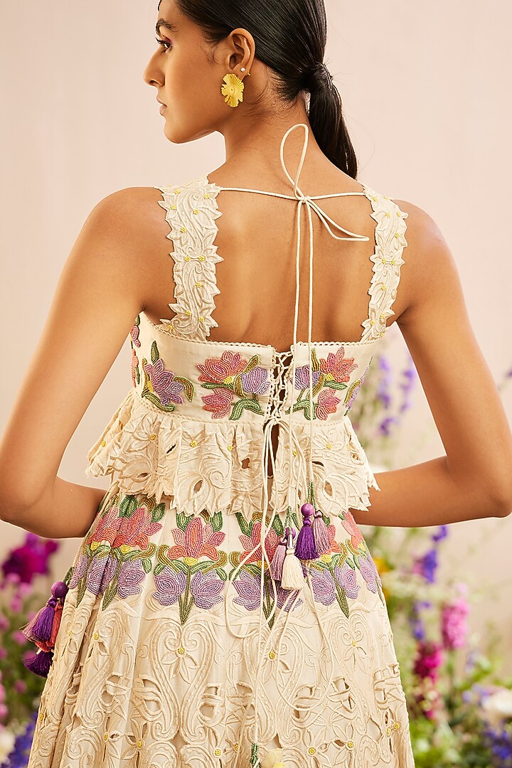 Ivory Chanderi Bustier by Chandrima at Pernia's Pop Up Shop