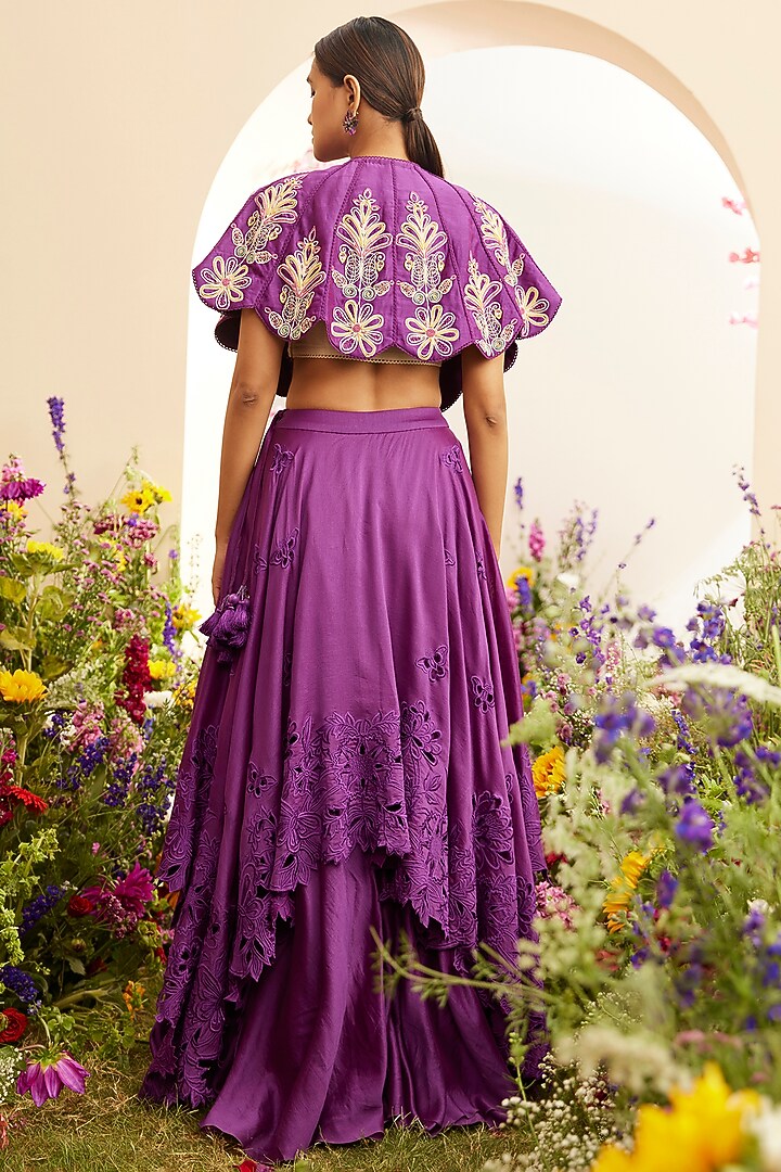 Purple Chanderi Wedding Lehenga by Chandrima at Pernia's Pop Up Shop