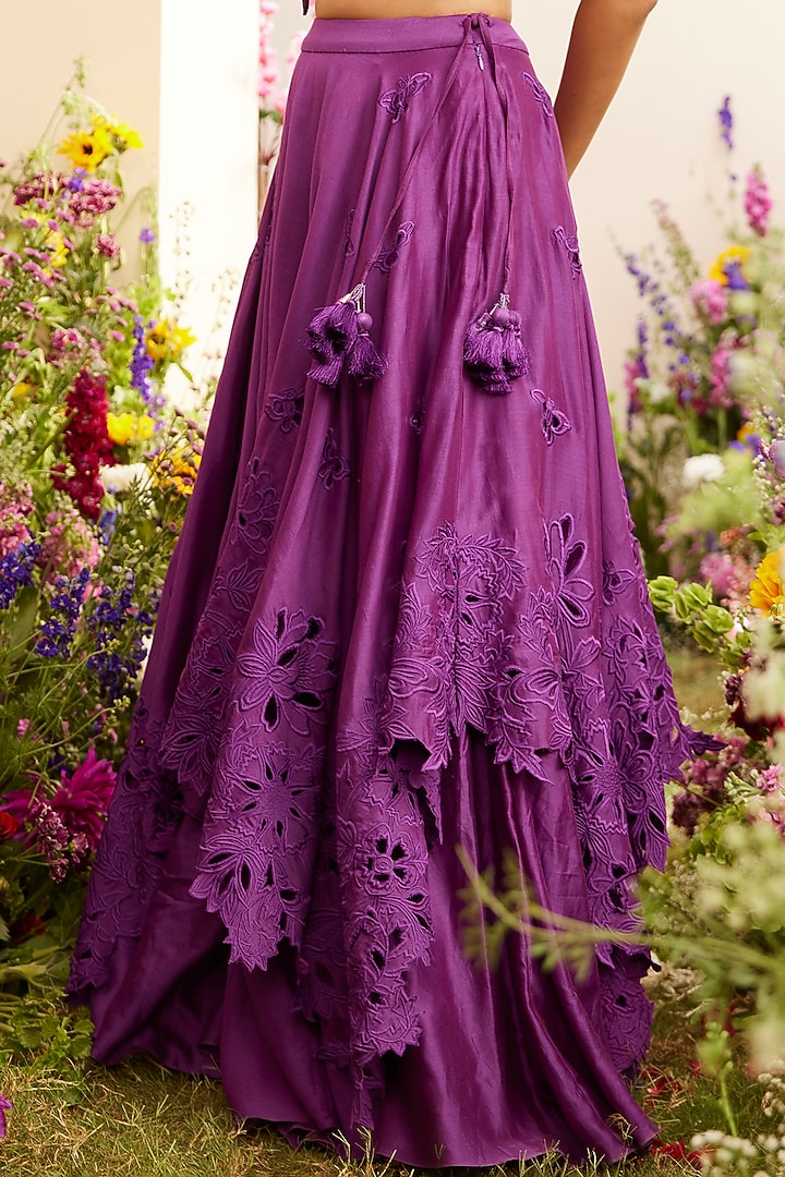 Purple Chanderi Wedding Lehenga by Chandrima at Pernia's Pop Up Shop