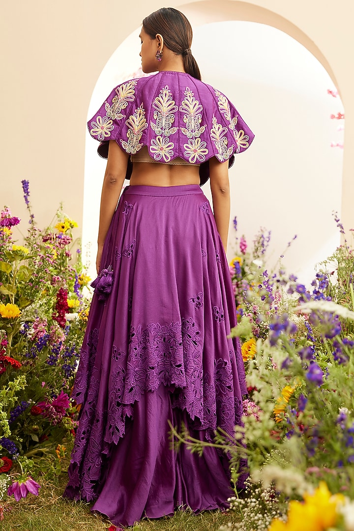 Purple Chanderi Cape by Chandrima at Pernia's Pop Up Shop