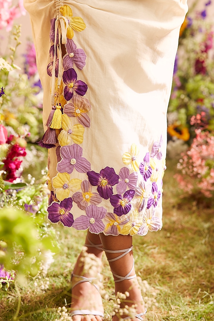 Ivory Chanderi Gathered Skirt by Chandrima at Pernia's Pop Up Shop
