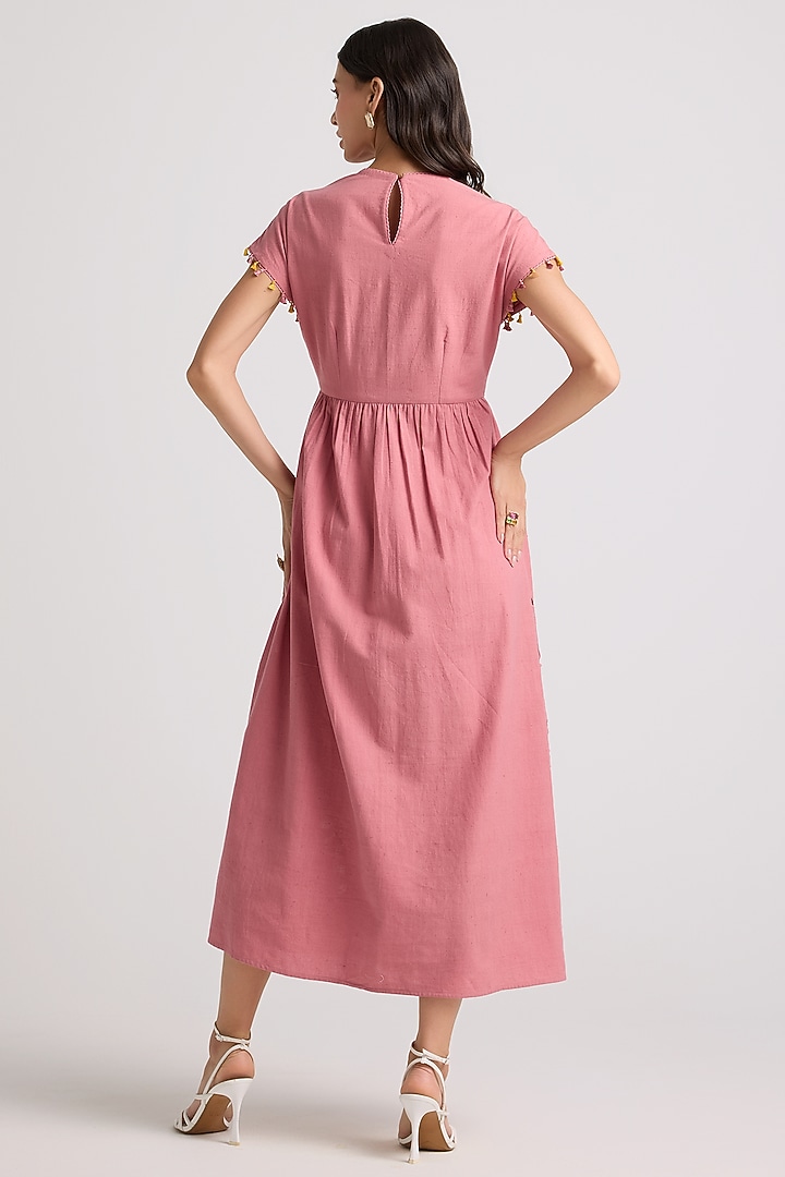 Blush Kala Cotton Beadwork Midi Cocktail Dress by Chandrima at Pernia's Pop Up Shop
